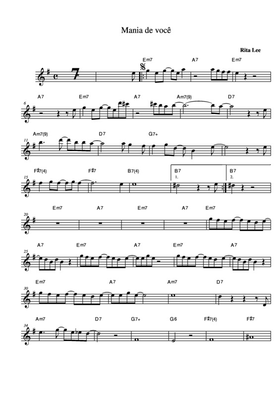 Partitura da música Mania de Você v.4