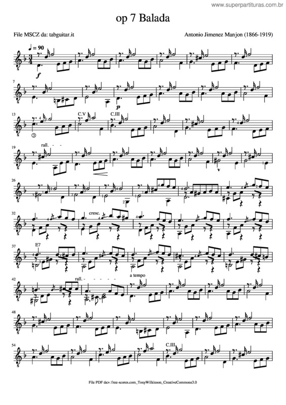 Partitura da música Manjon – Op 7 – Balada