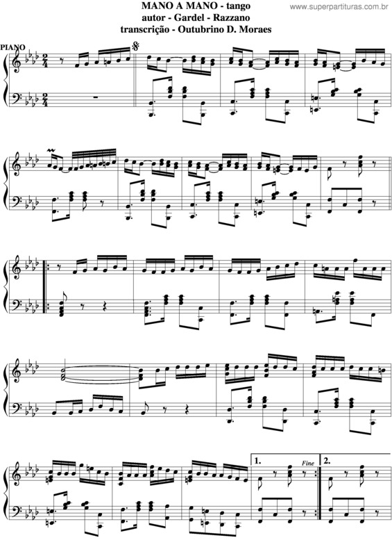 Partitura da música Mano A Mano v.2