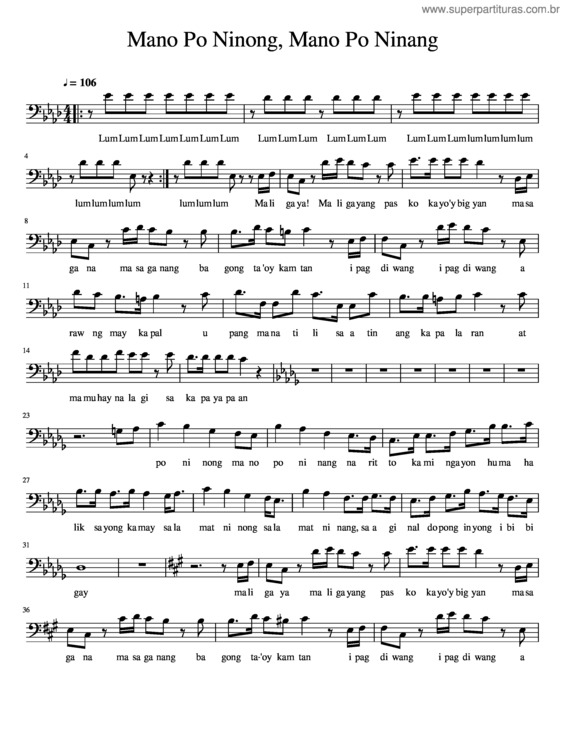 Partitura da música Mano Po Ninong, Mano Po Ninang