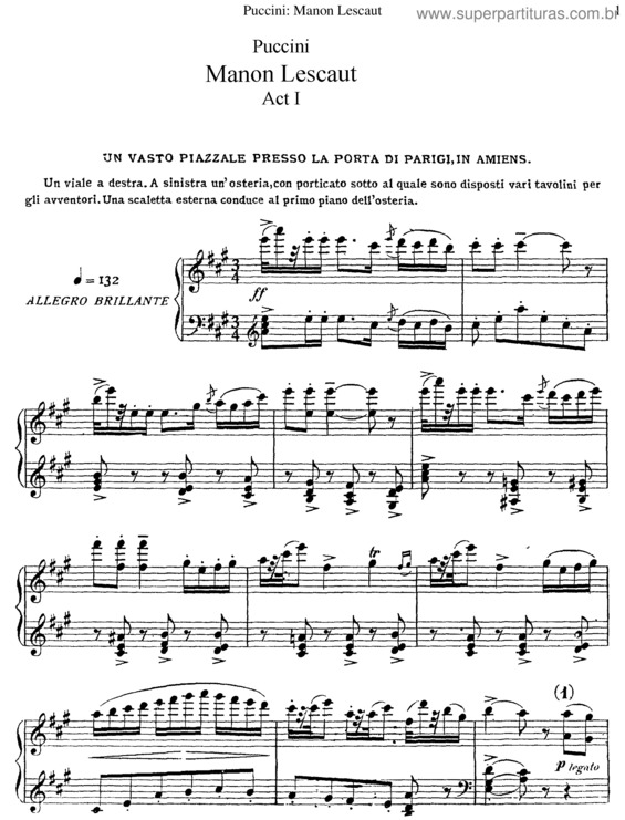 Partitura da música Manon Lescaut