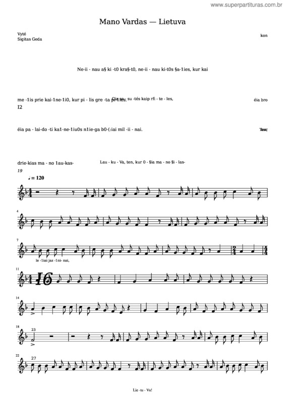 Partitura da música Manovardaslietuva Choras 1
