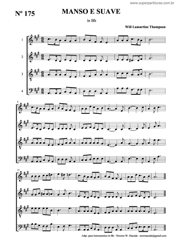 Partitura da música Manso E Suave v.8