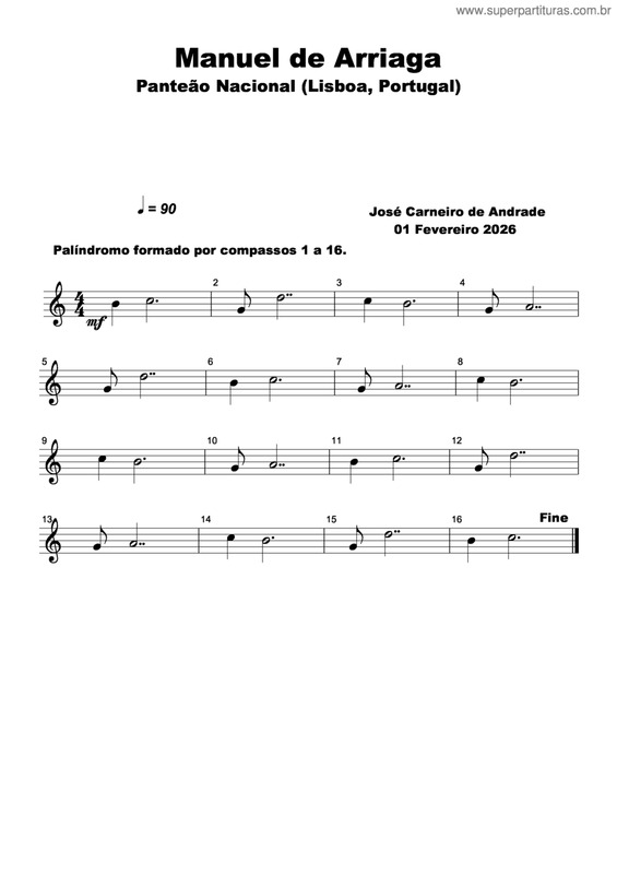 Partitura da música Manuel De Arriaga