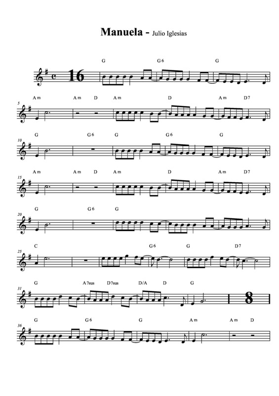 Partitura da música Manuela v.2