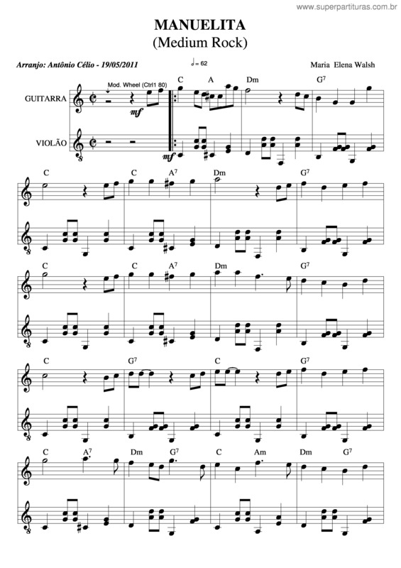 Partitura da música Manuelita