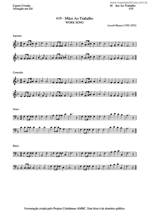 Partitura da música Mãos Ao Trabalho v.5