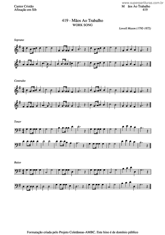 Partitura da música Mãos Ao Trabalho v.6