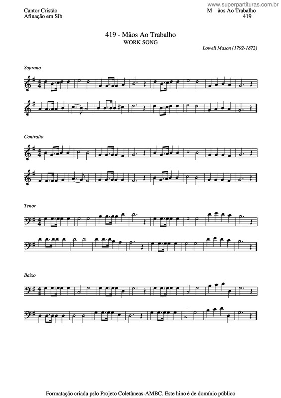 Partitura da música Mãos Ao Trabalho v.6