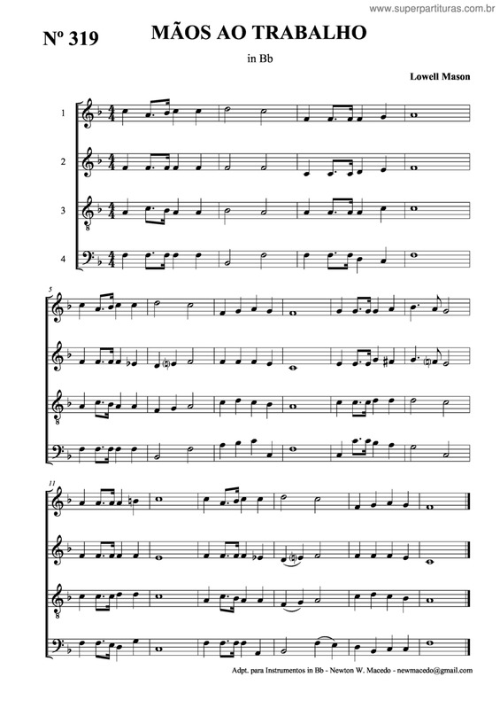 Partitura da música Mãos Ao Trabalho v.7