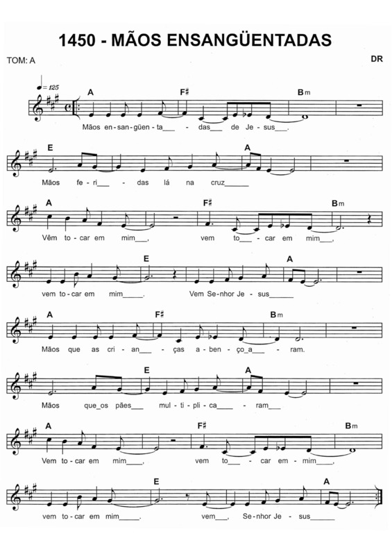 Partitura da música Mãos Ensanguentadas