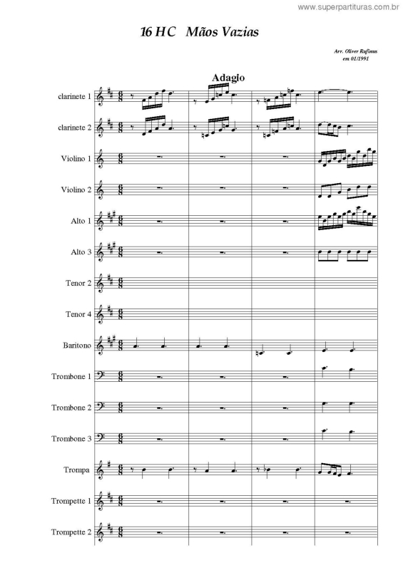 Partitura da música Mãos Vazias - 16 HC