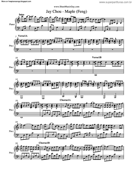 Partitura da música Maple v.2