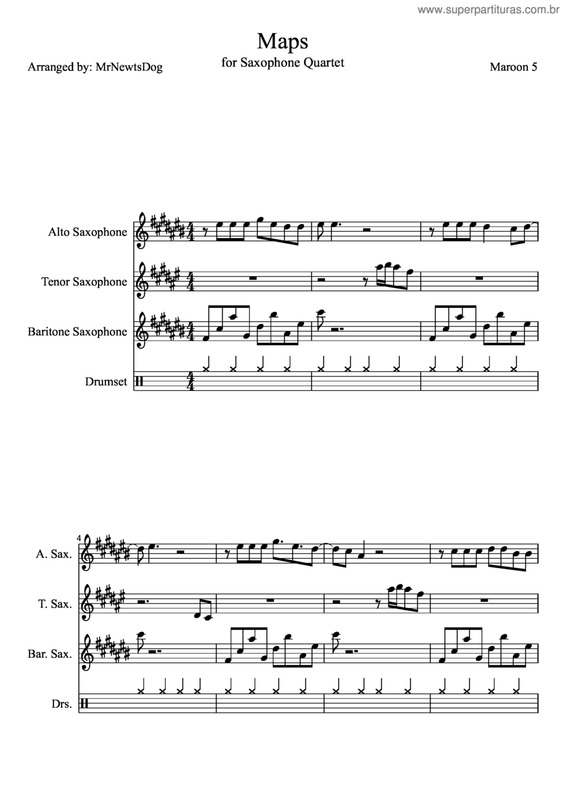 Partitura da música Maps