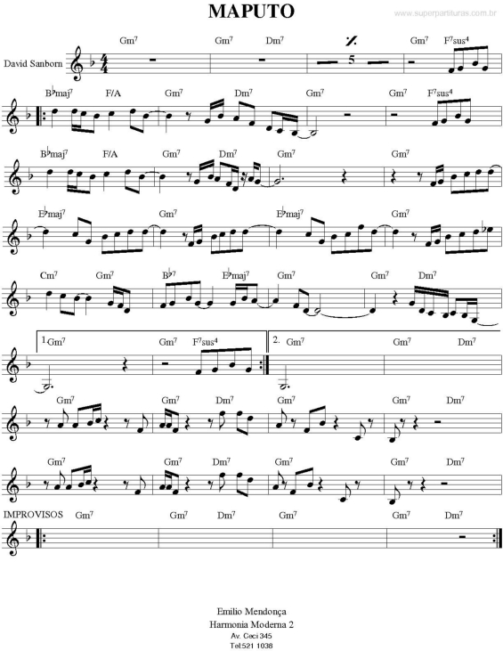 Partitura da música Maputo