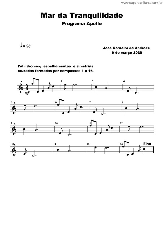 Partitura da música Mar Da Tranquilidade v.2