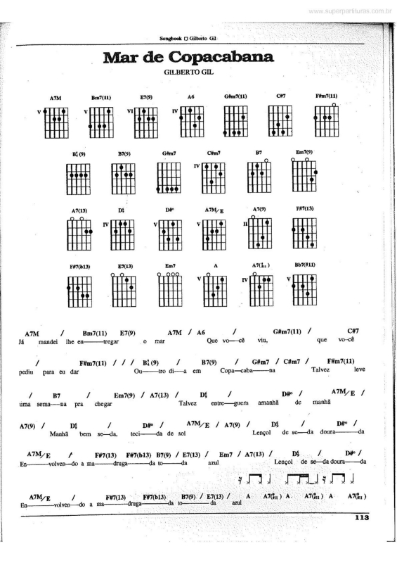 Partitura da música Mar de Copacabana