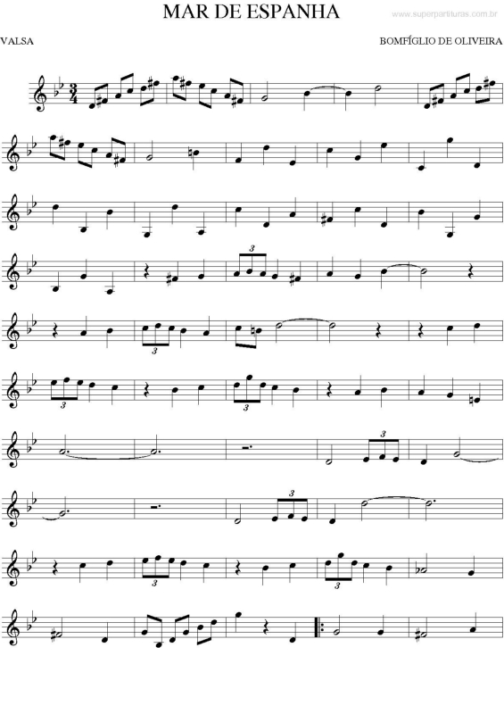 Partitura da música Mar de Espanha