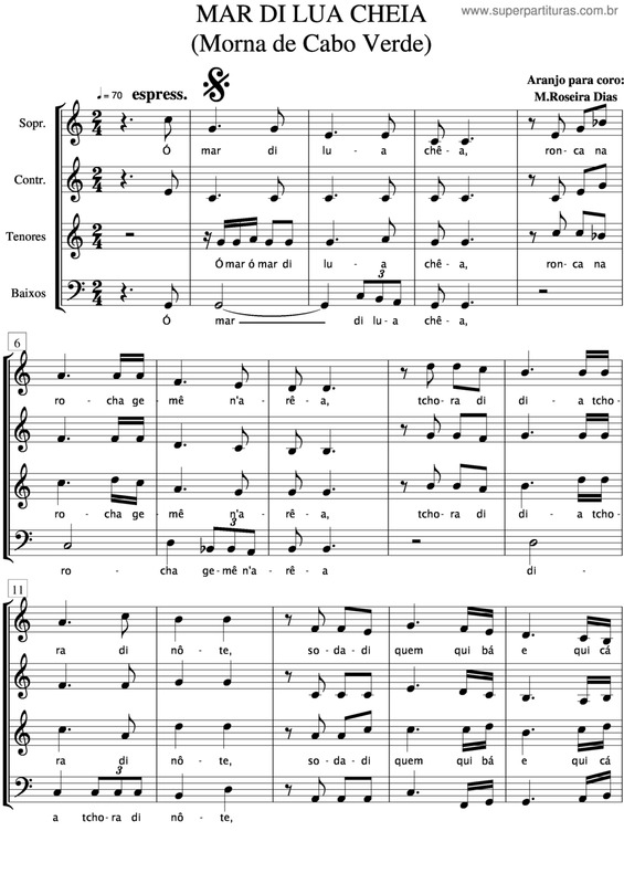 Partitura da música Mar Di Lua Cheia