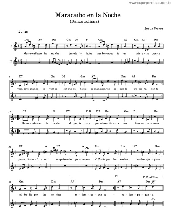 Partitura da música Maracaibo En La Noche