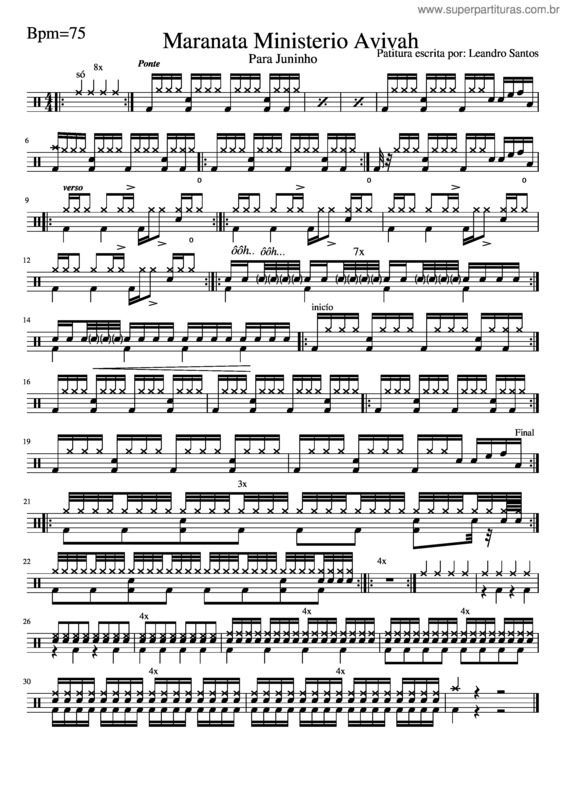 Partitura da música Maranata Ministerio Avivah