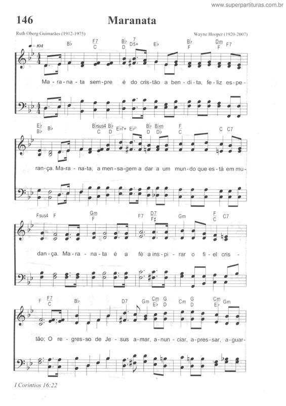 Partitura da música Maranata v.2