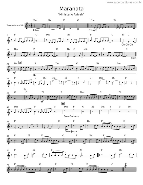 Partitura da música Maranata v.34