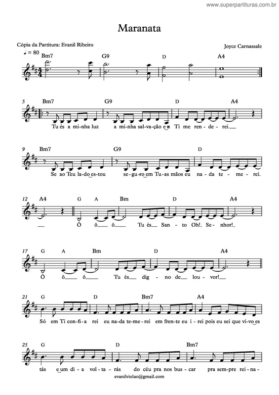 Partitura da música Maranata