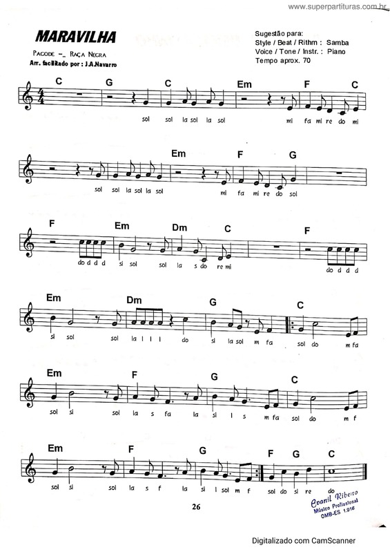 Partitura da música Maravilha v.7