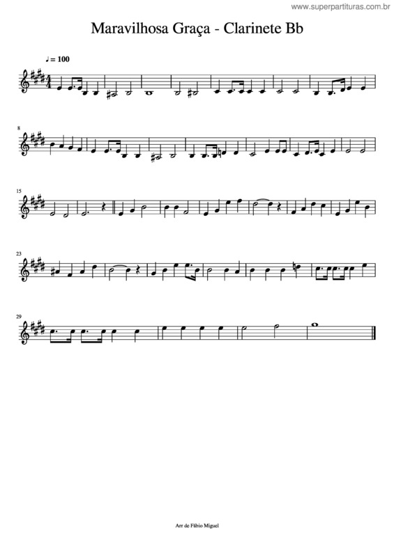 Partitura da música Maravilhosa Graça – Clarinete Bb v.2