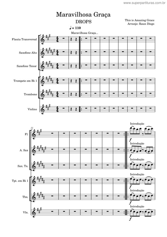 Partitura da música Maravilhosa Graça – John Newton Maravilhosa Graça