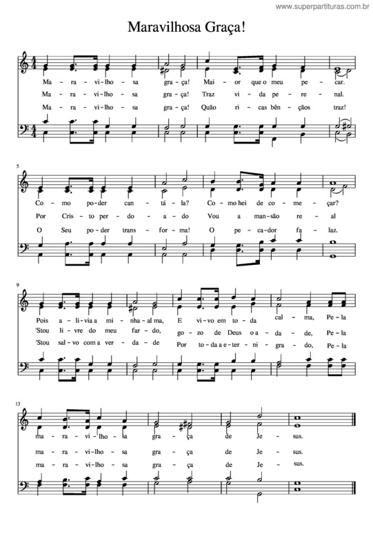 Partitura da música Maravilhosa Graça v.12