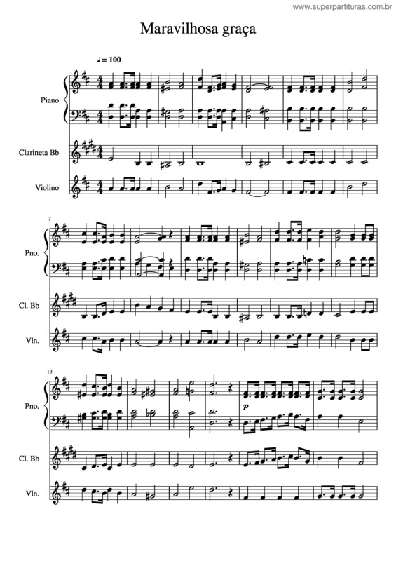 Partitura da música Maravilhosa Graça v.13