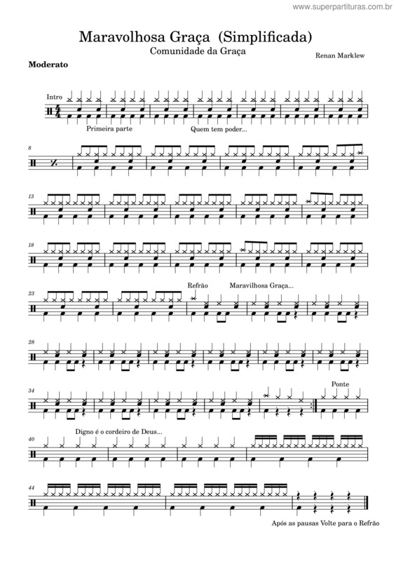 Partitura da música Maravilhosa Graça v.14