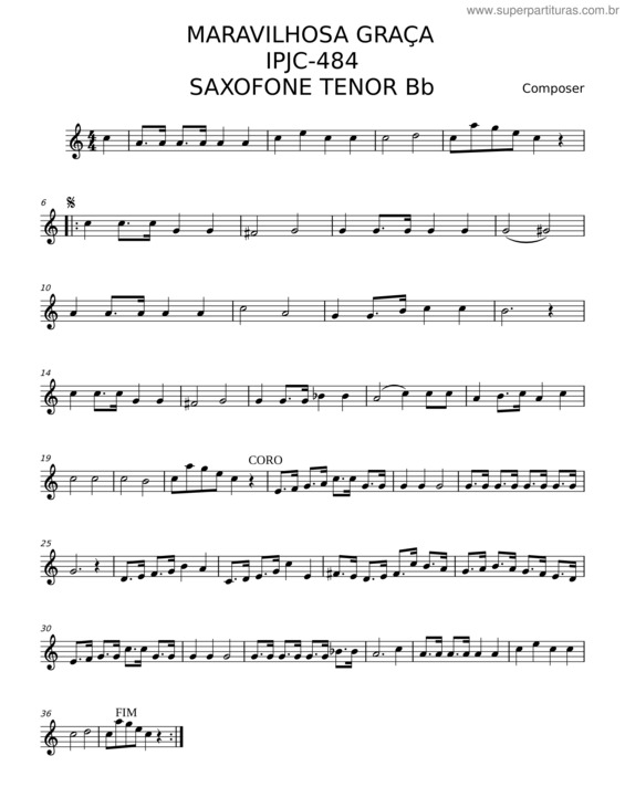 Partitura da música Maravilhosa Graça v.15