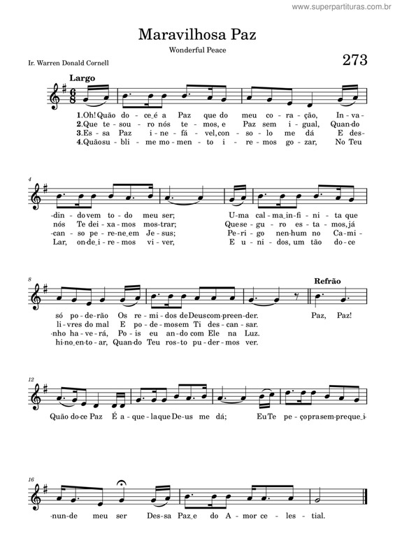 Partitura da música Maravilhosa Paz v.3