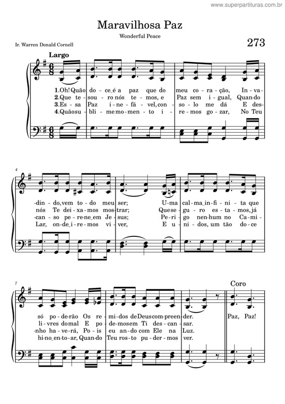 Partitura da música Maravilhosa Paz