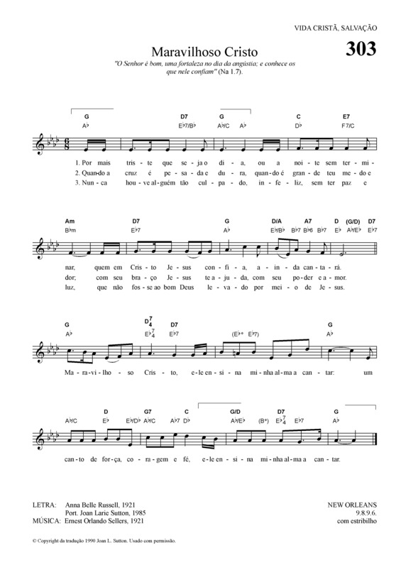 Partitura da música Maravilhoso Cristo