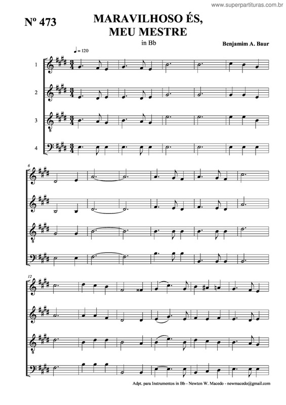 Partitura da música Maravilhoso És, Meu Mestre v.2