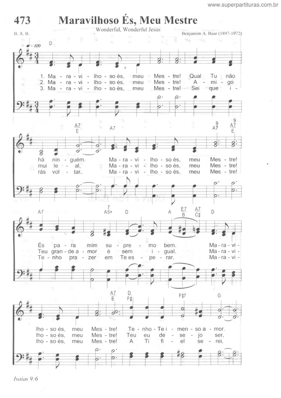 Partitura da música Maravilhoso És, Meu Mestre