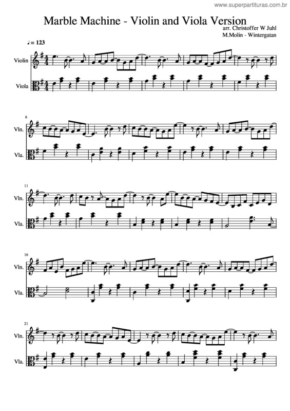 Partitura da música Marble Machine Violin And Viola Version