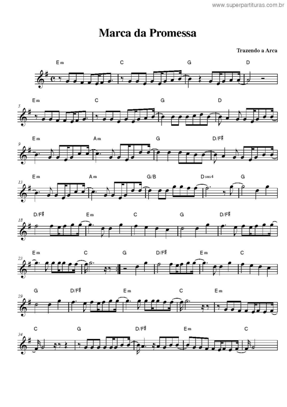 Partitura da música Marca da Promessa v.3