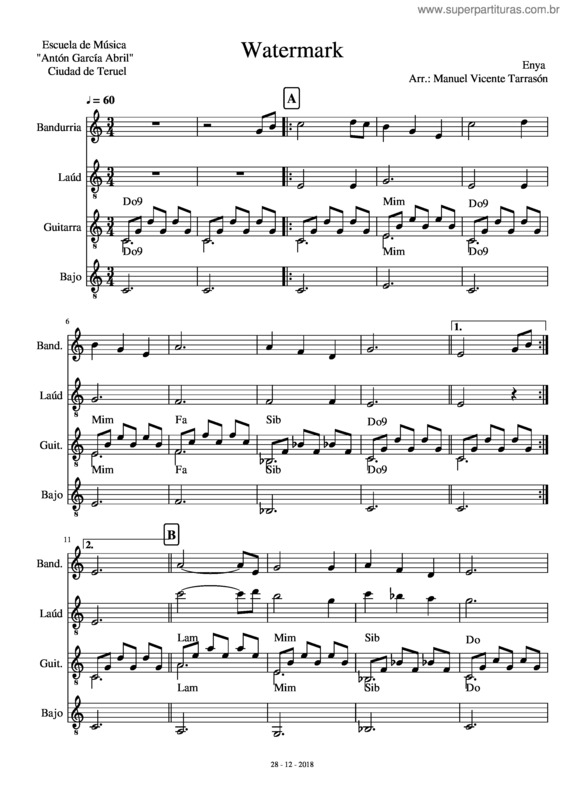 Partitura da música Marca De Agua