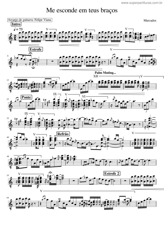 Partitura da música Marcados – Me Esconde Em Seus Braços