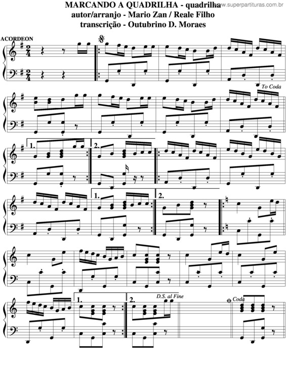Partitura da música Marcando A Quadrilha v.2