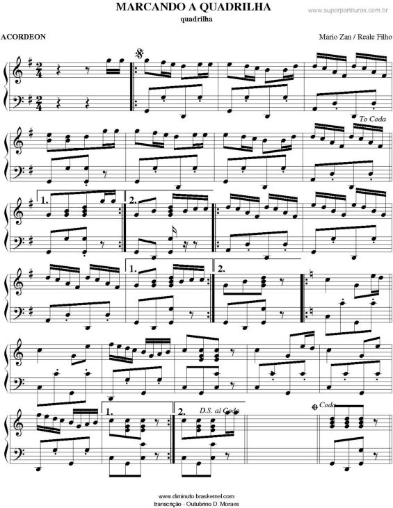 Partitura da música Marcando A Quadrilha