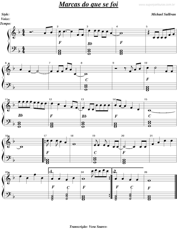 Partitura da música Marcas do Que Se Foi v.2