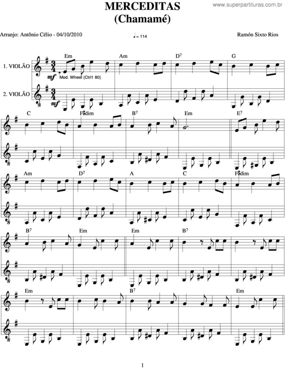 Partitura da música Marceditas