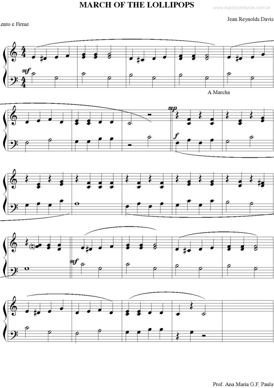 Partitura da música March of the Lollipops