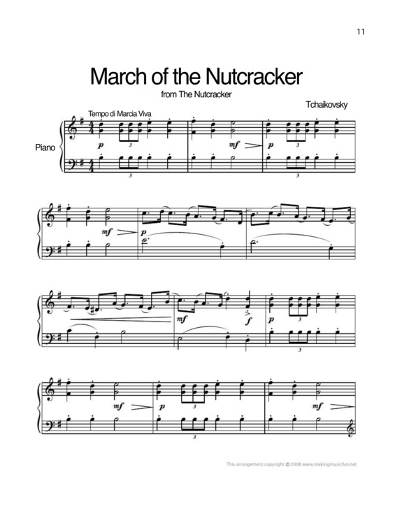 Partitura da música March Of The Nutcracker